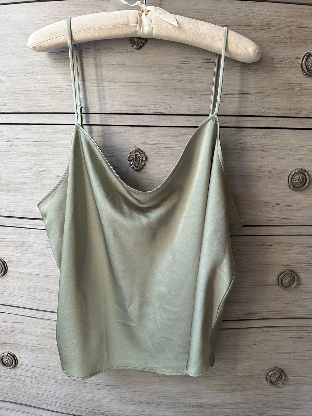 NWOT J.Crew Satin Cami Top Sage Green Camisole Sexy Top Flattering Office Chic